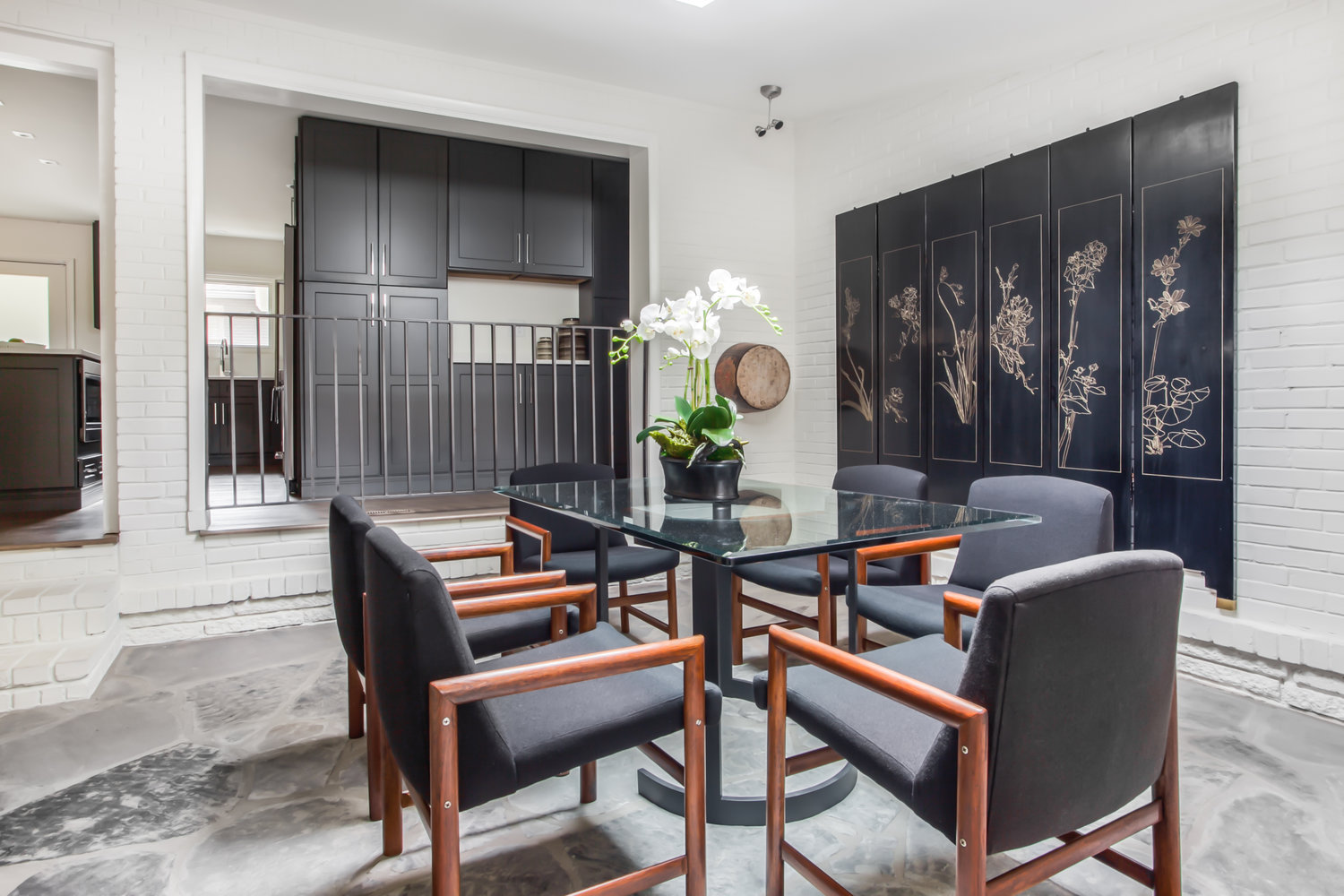 Dining Table, Chairs, and the Wall Cabinets on the Hallway.