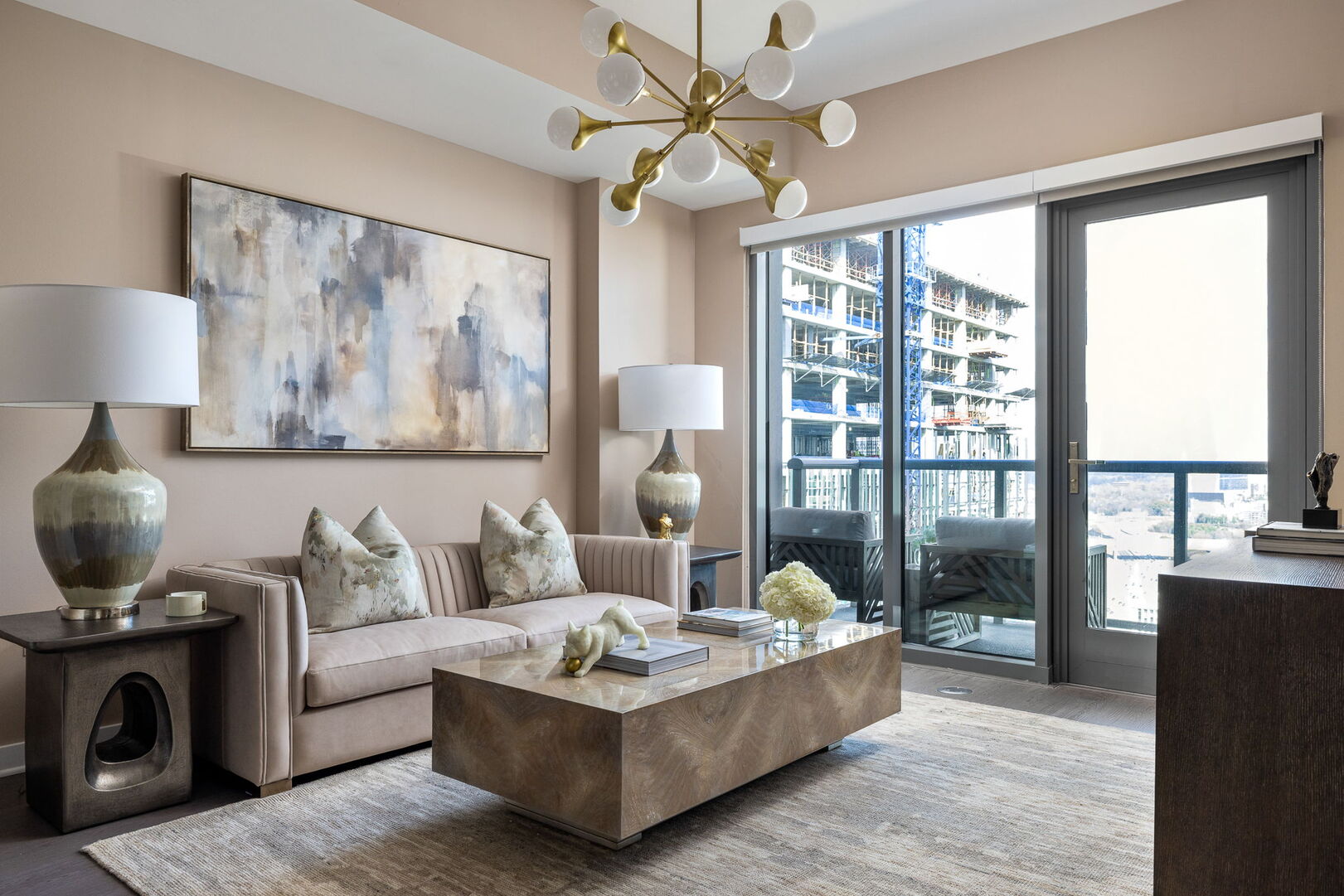 Living room featuring a 65 4K UHD TV