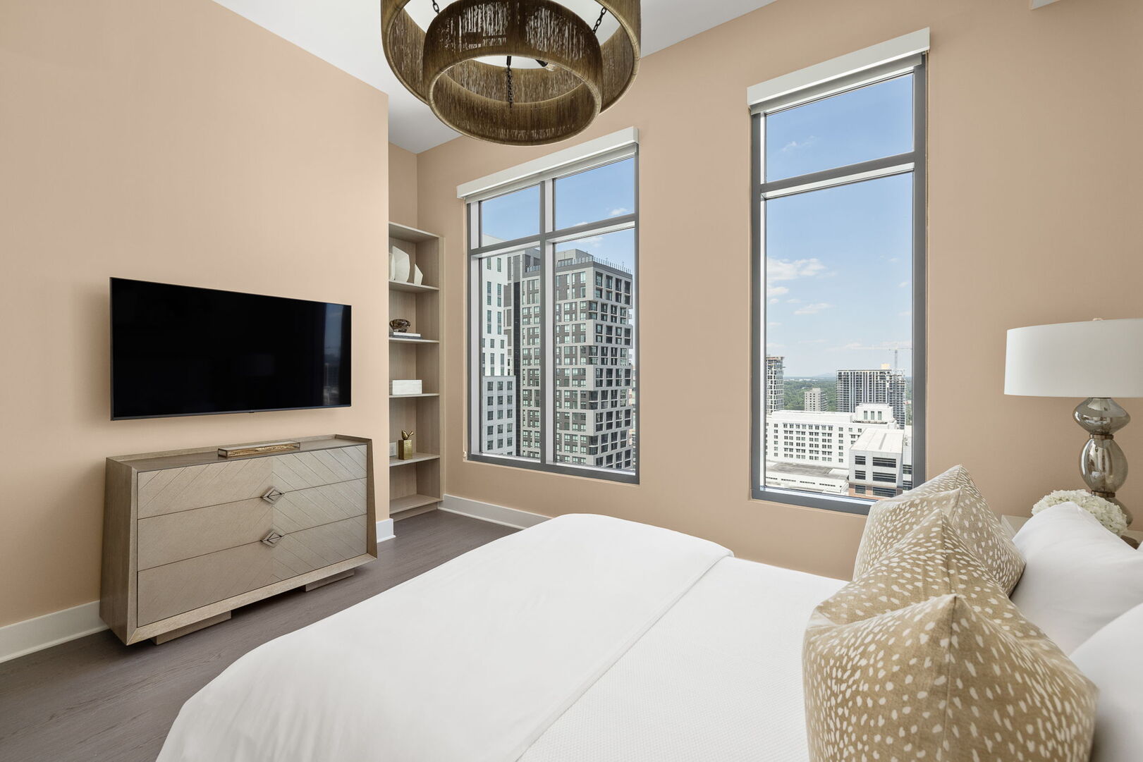 Guest suite with a queen bed and a 55 4K UHD TV